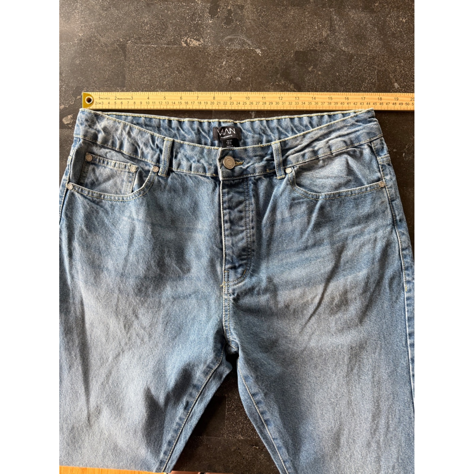 Boohooman Bootcut Flare Denim Jeans Light Wash Mens 36 Retro Hip Hop Y2k Grunge — image 4 of 7
